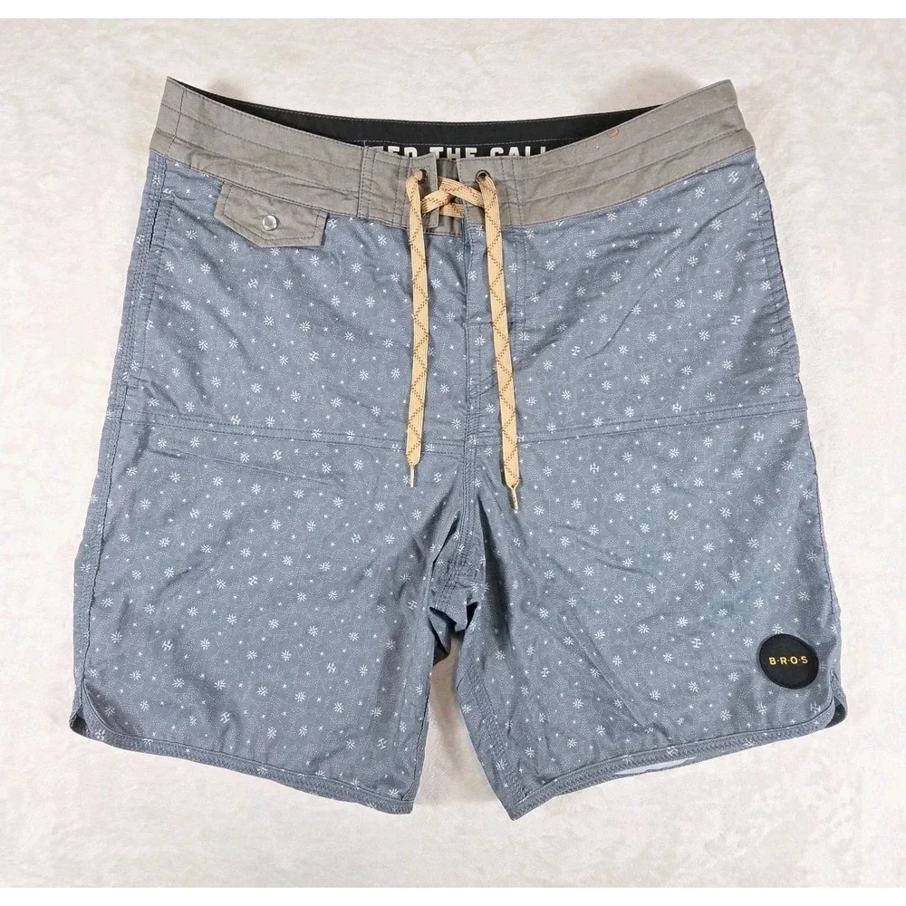 Howler Brothers Bros Blue Stretch Vaquero Swim Trunks Board Shorts Men's Size 34